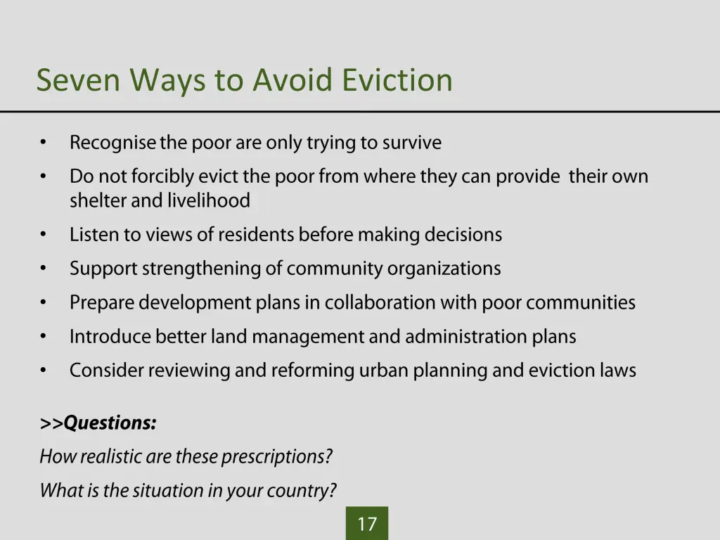 seven ways to avoid eviction
