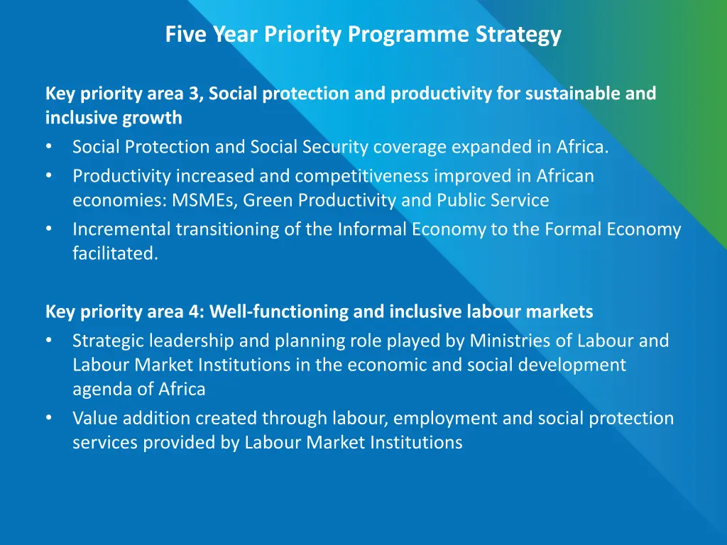 five year priority programme strategy 1