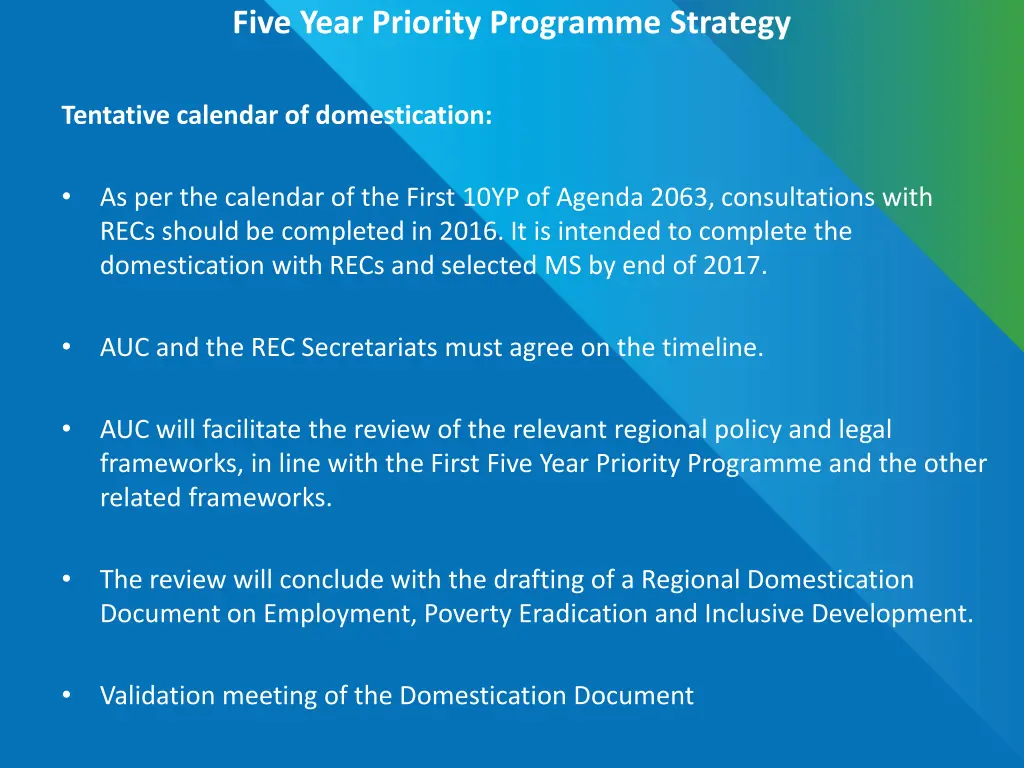 five year priority programme strategy 7