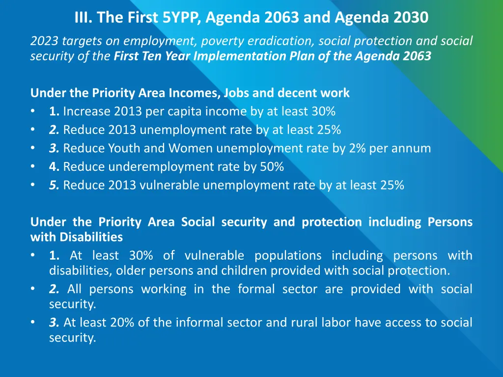 iii the first 5ypp agenda 2063 and agenda 2030