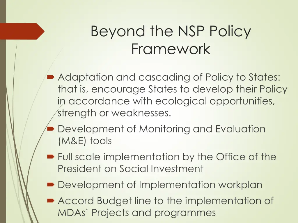 beyond the nsp policy framework