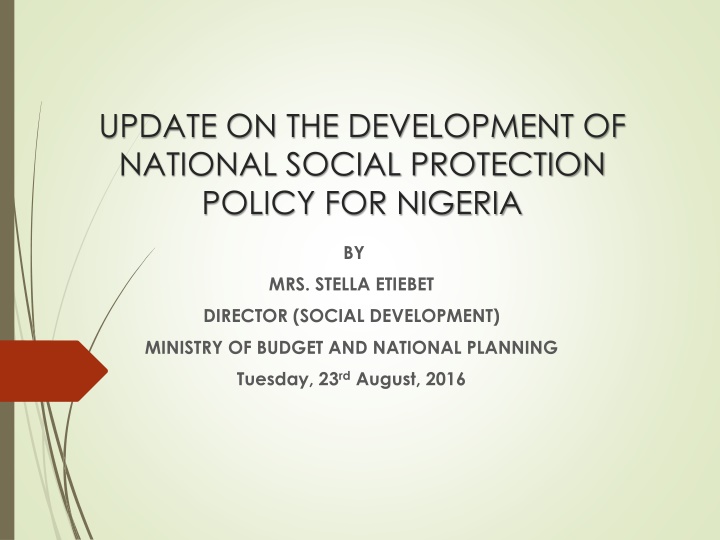 update on the development of national social