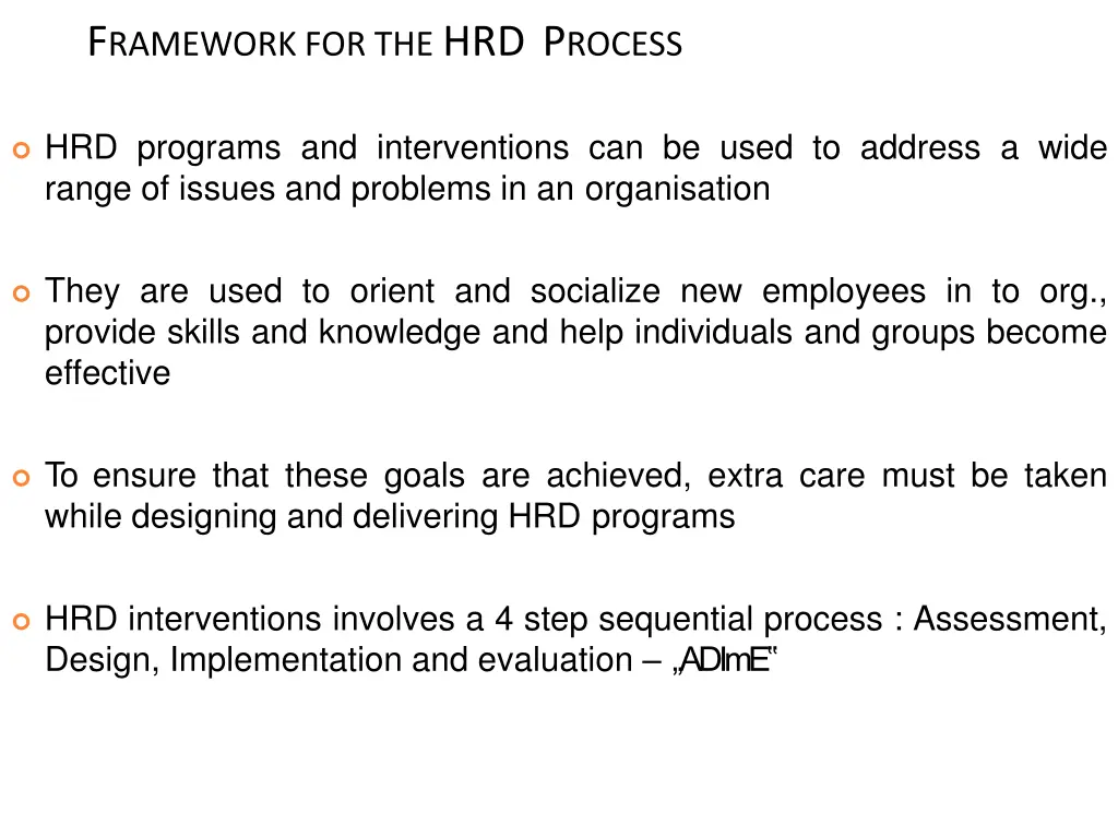 f ramework for the hrd p rocess