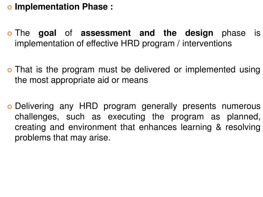 implementation phase
