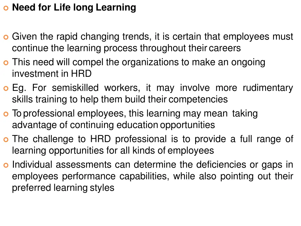 need for life long learning