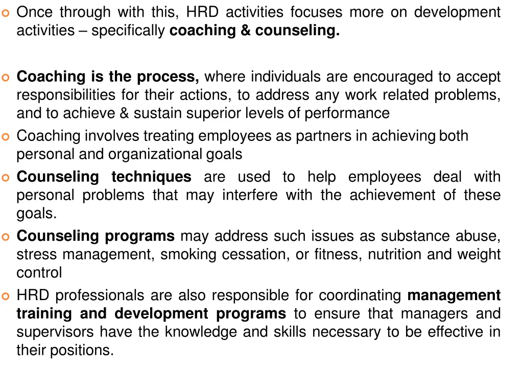 once through with this hrd activities focuses