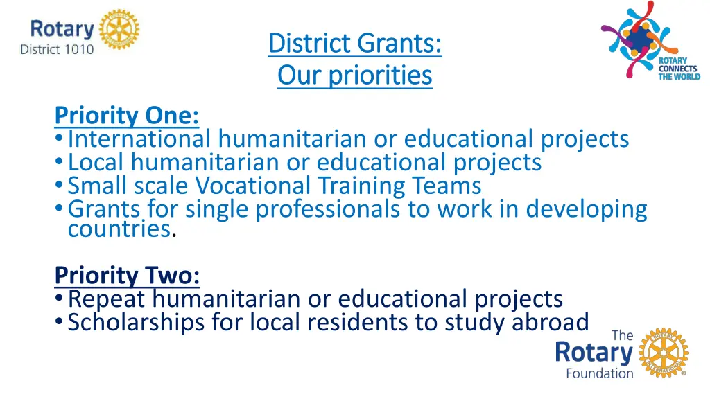 district grants district grants our priorities
