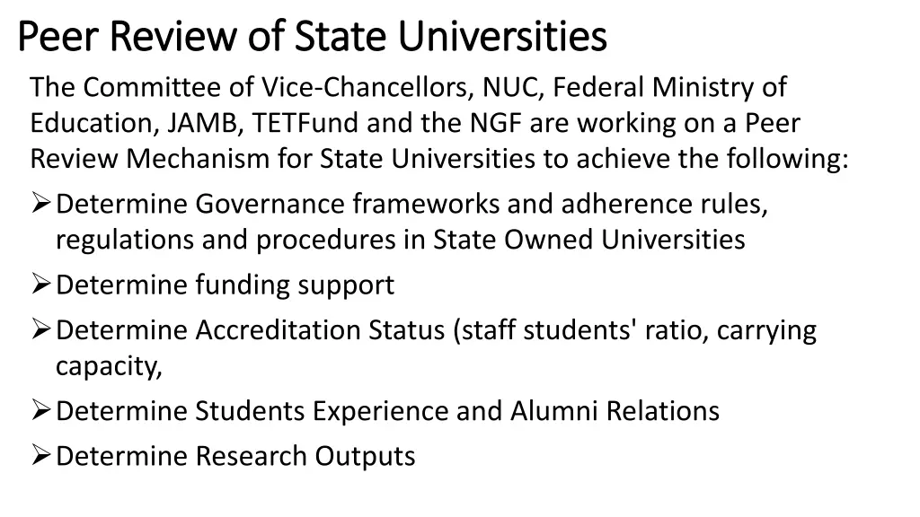 peer review of state universities peer review