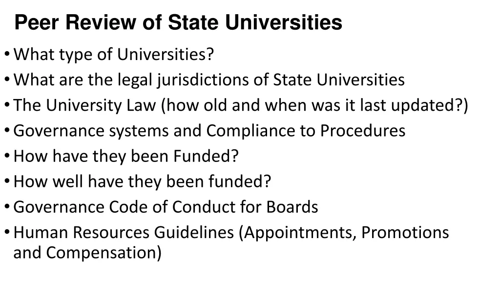 peer review of state universities what type