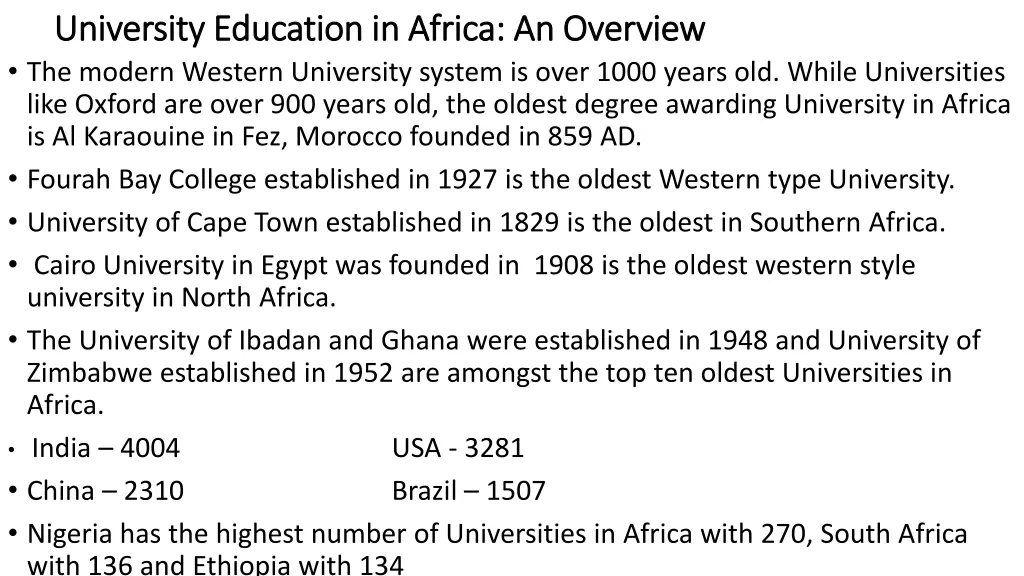 university education in africa an overview