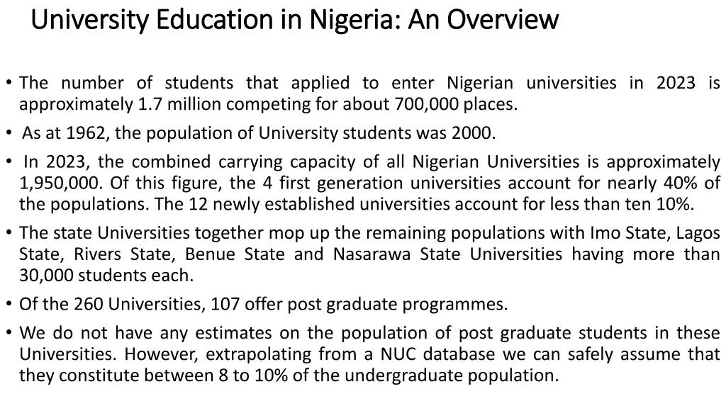 university education in nigeria an overview