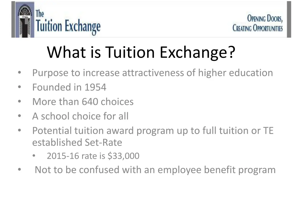 what is tuition exchange