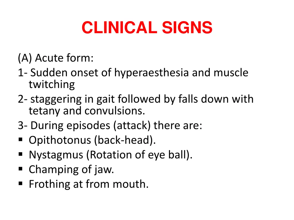clinical signs