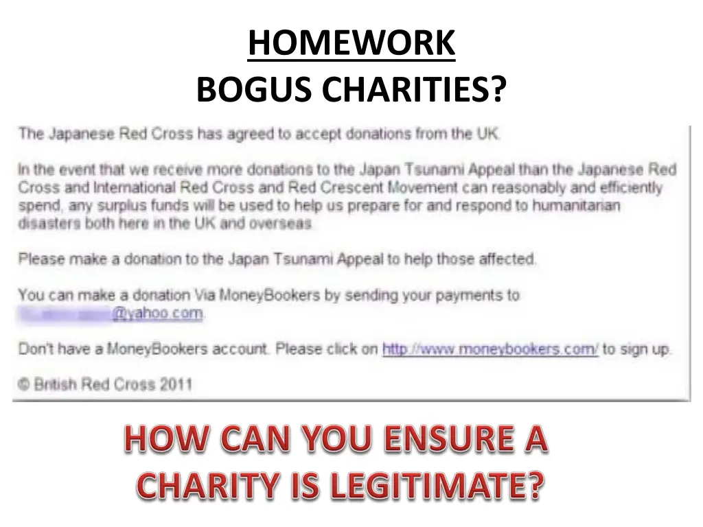 homework bogus charities