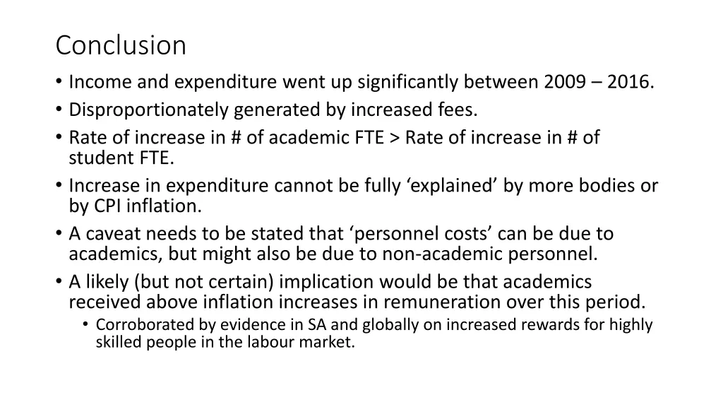 conclusion income and expenditure went