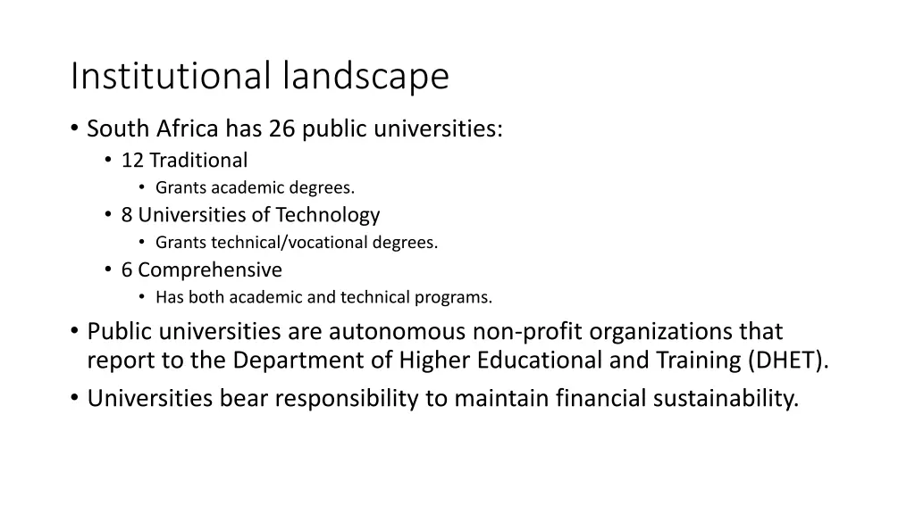 institutional landscape