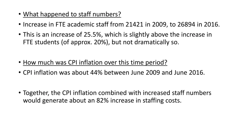 what happened to staff numbers increase