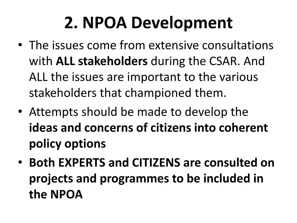 2 npoa development the issues come from extensive