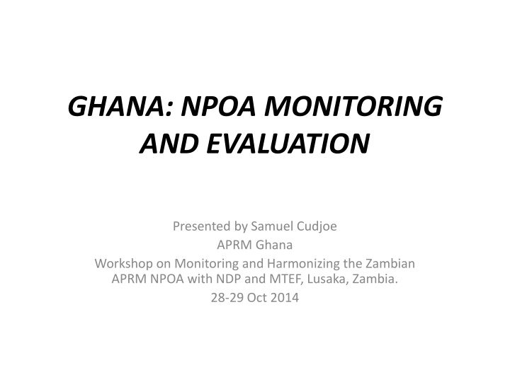 ghana npoa monitoring and evaluation