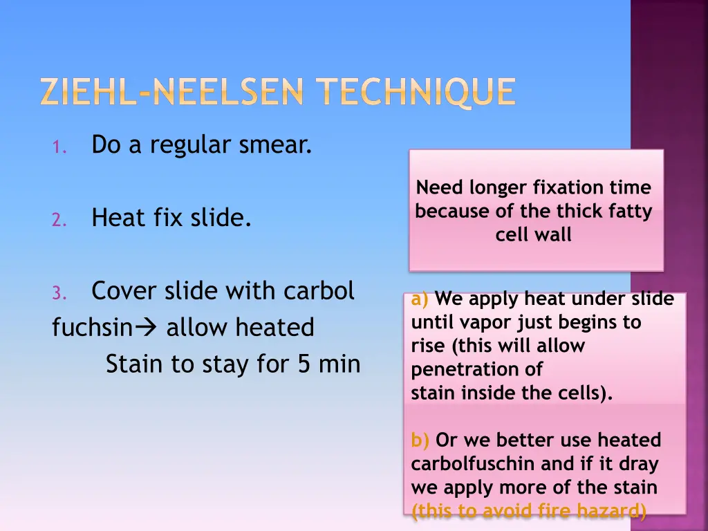 ziehl neelsen technique