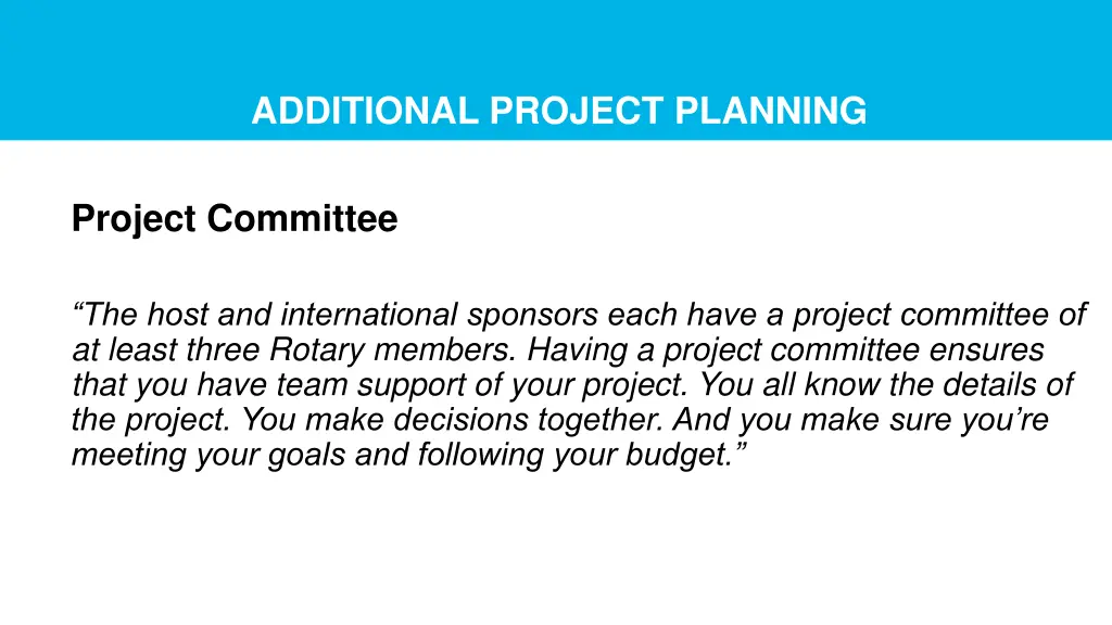 additional project planning