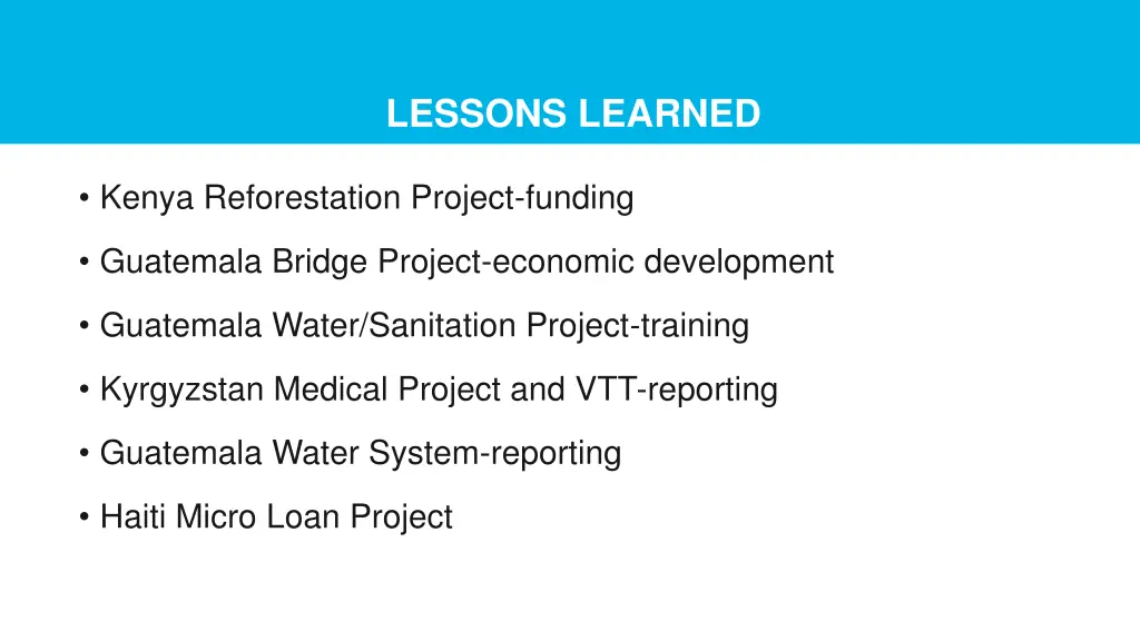lessons learned