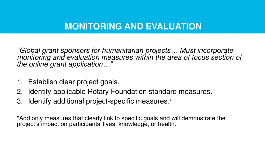 monitoring and evaluation