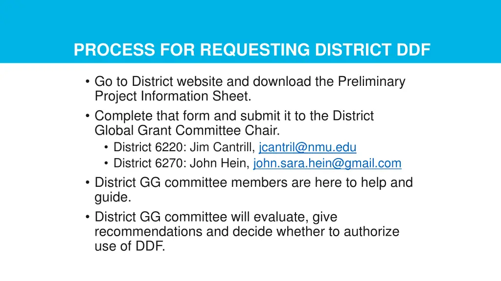 process for requesting district ddf