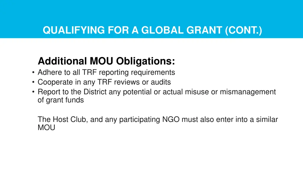 qualifying for a global grant cont