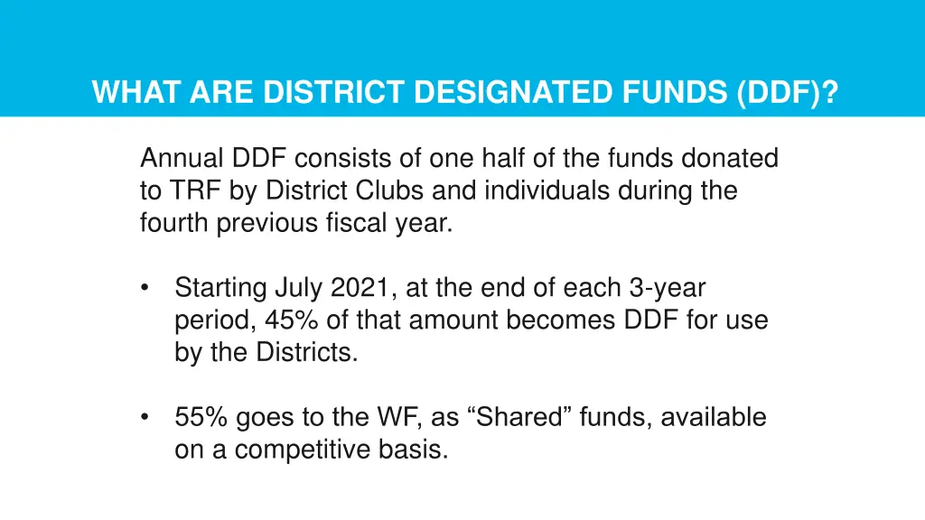 what are district designated funds ddf