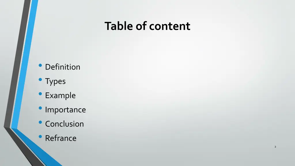 table of content