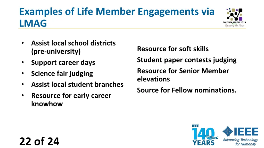 examples of life member engagements via lmag 1