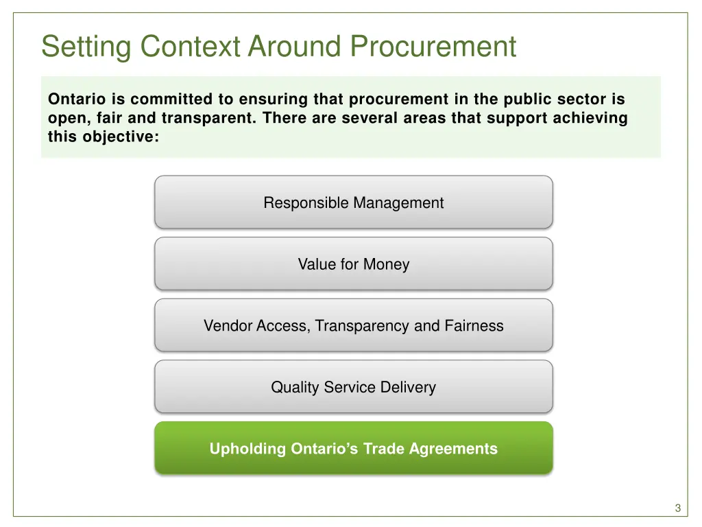 setting context around procurement