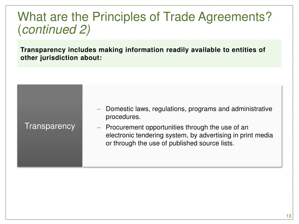 what are the principles of trade agreements 2