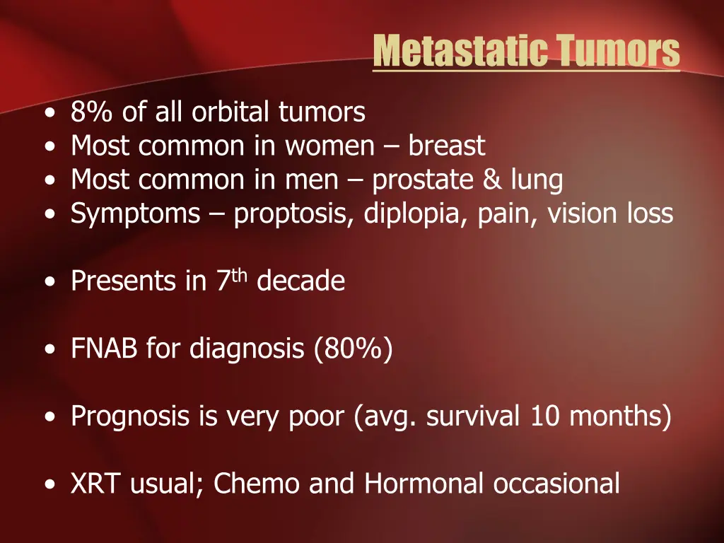 metastatic tumors