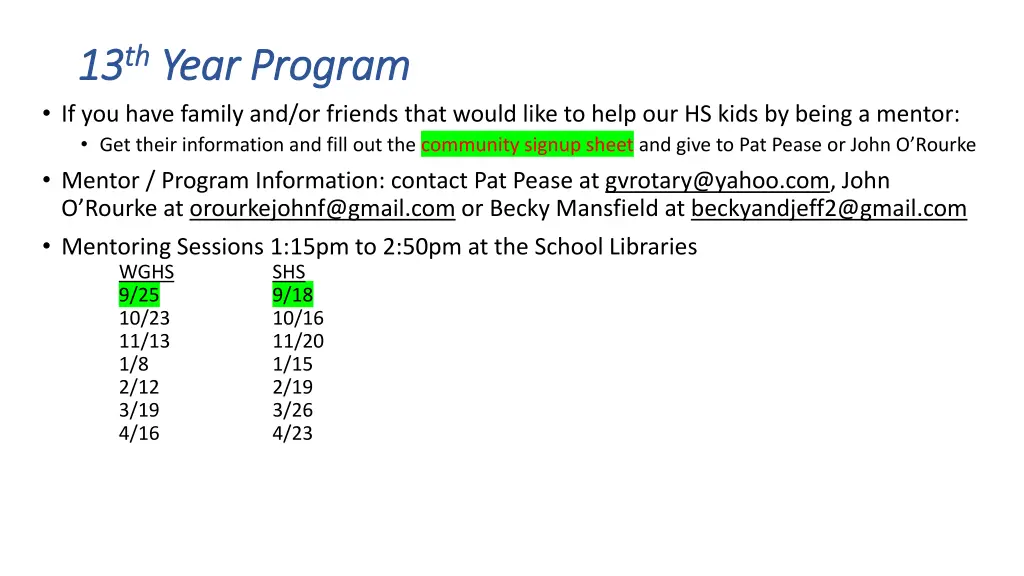 13 13 th th year program year program if you have