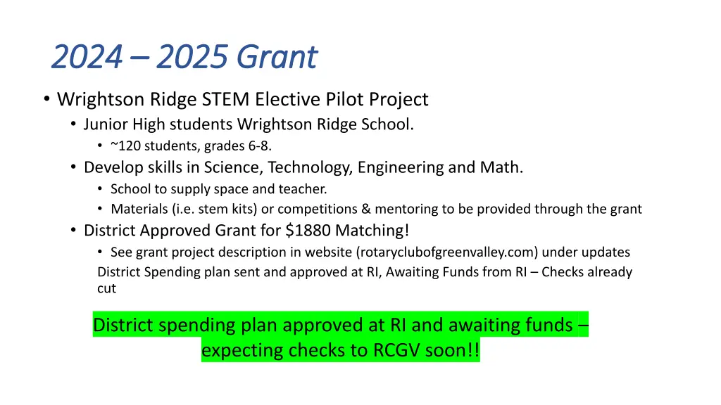 2024 2024 2025 grant 2025 grant