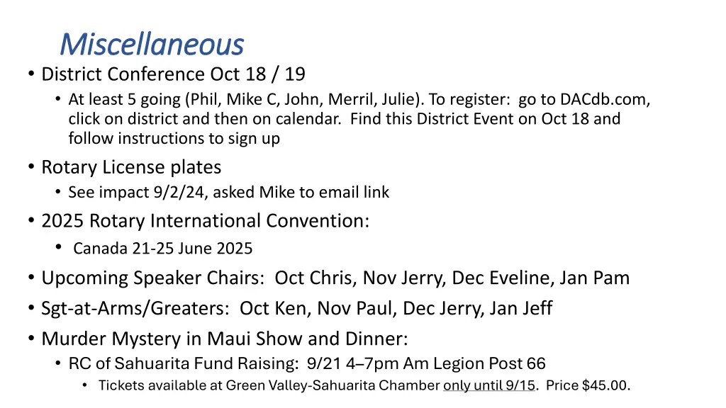 miscellaneous miscellaneous district conference