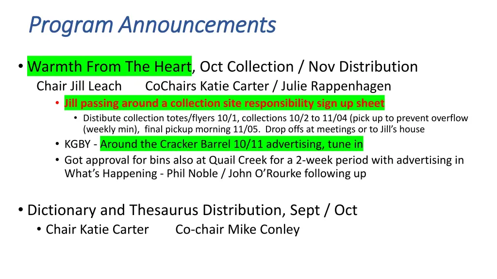 program announcements program announcements 1