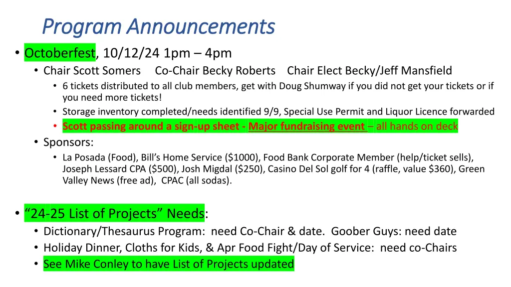 program announcements program announcements 2