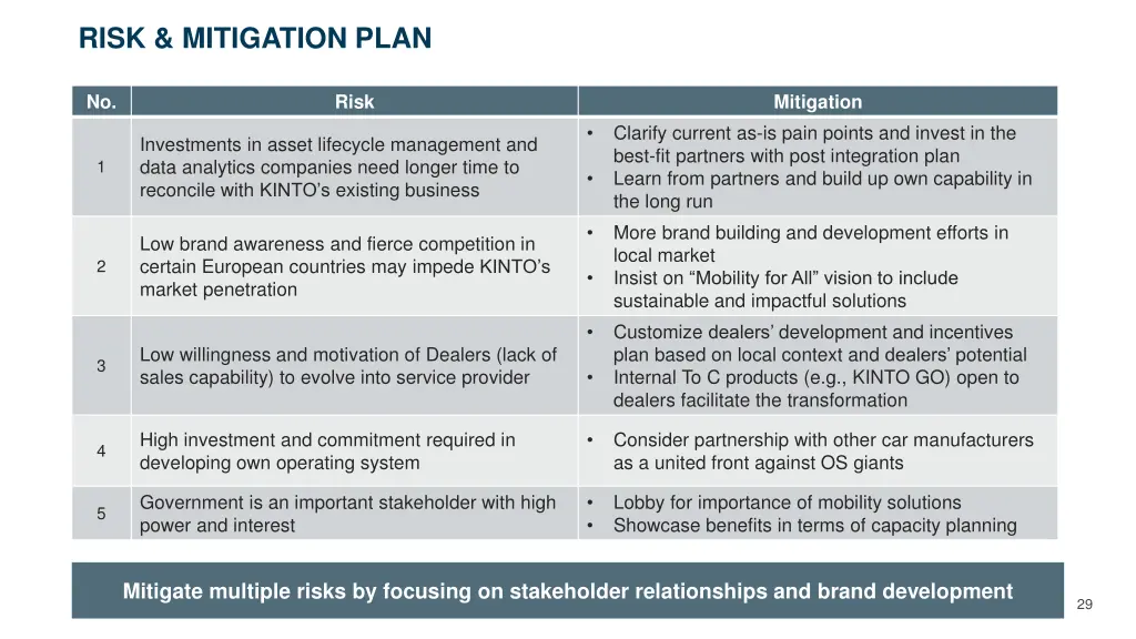 risk mitigation plan