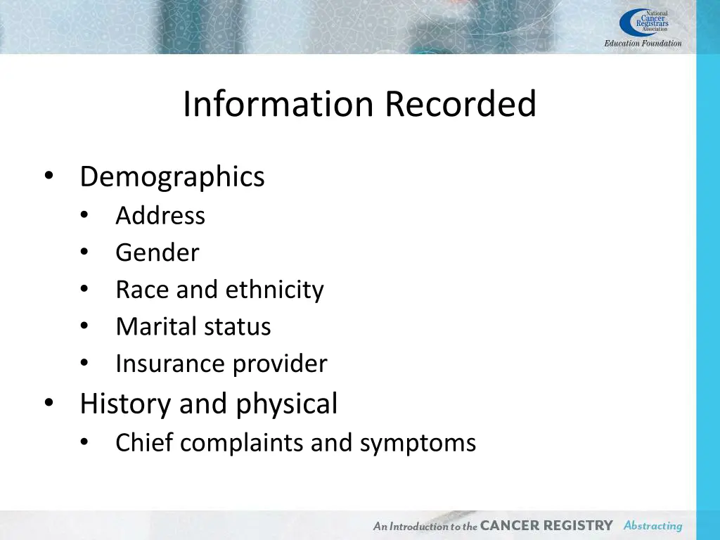 information recorded