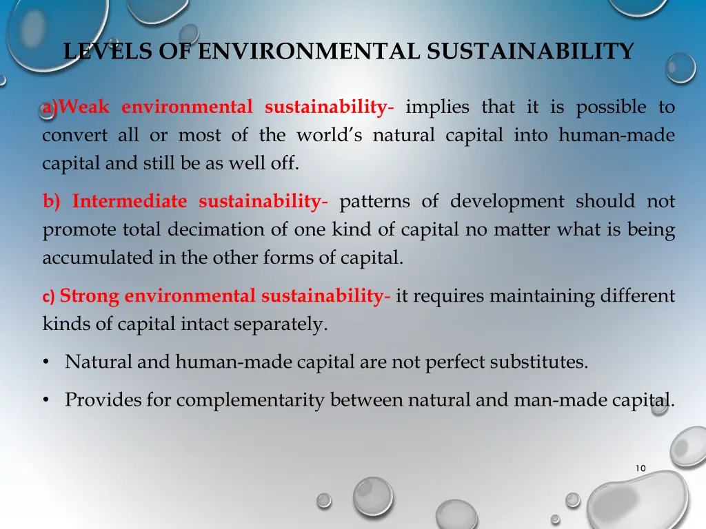 levels of environmental sustainability