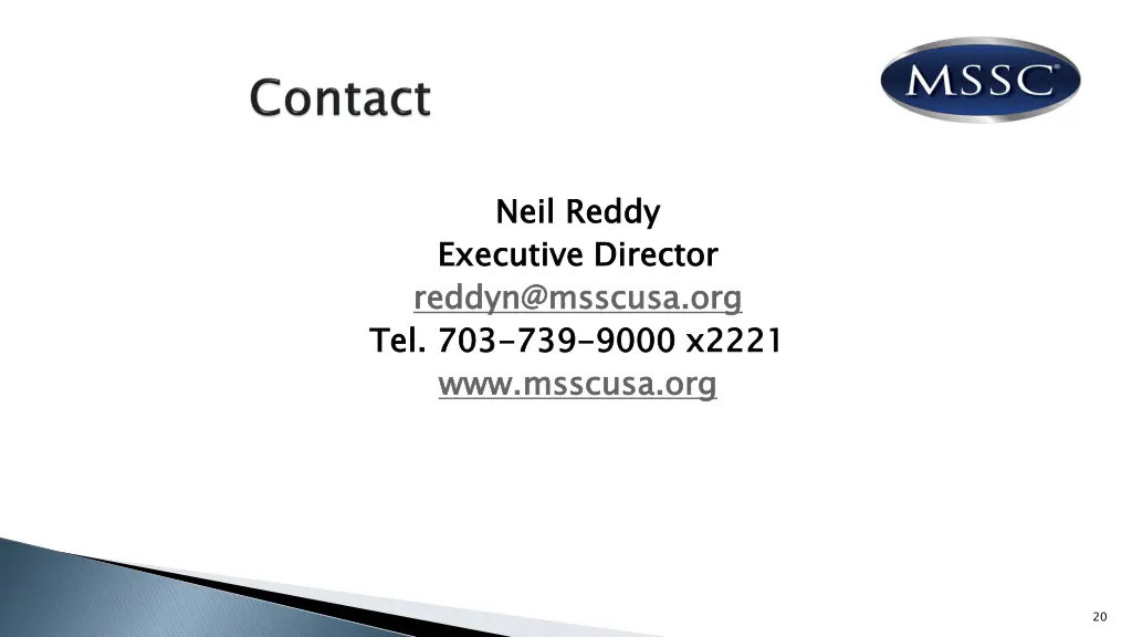 neil reddy executive director reddyn@msscusa
