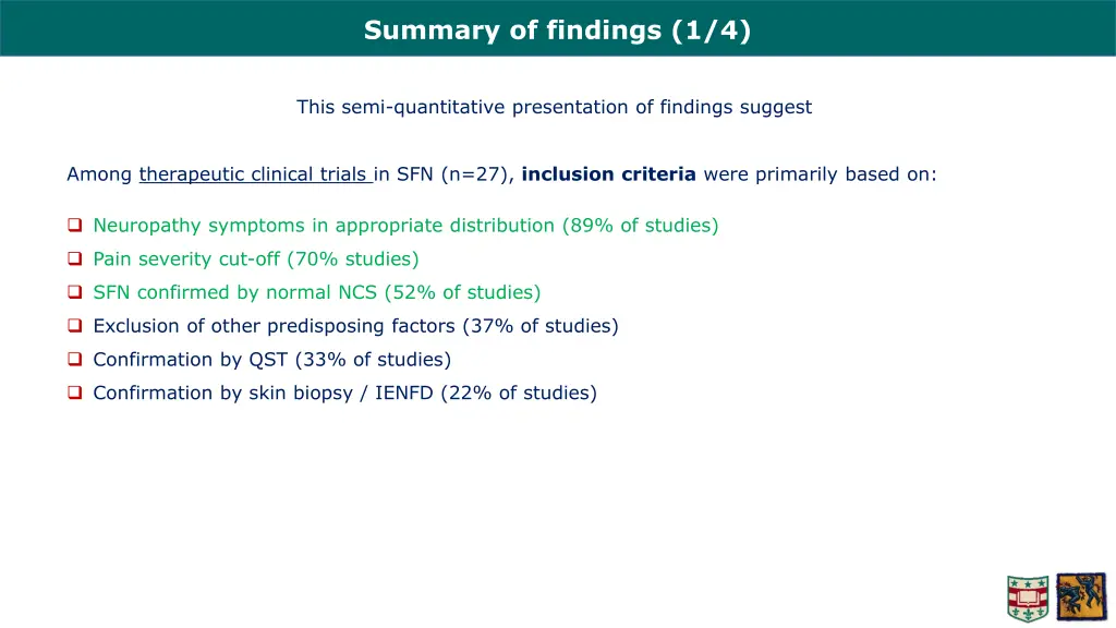 summary of findings 1 4 1
