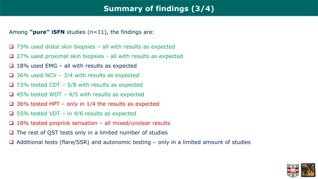 summary of findings 3 4 1