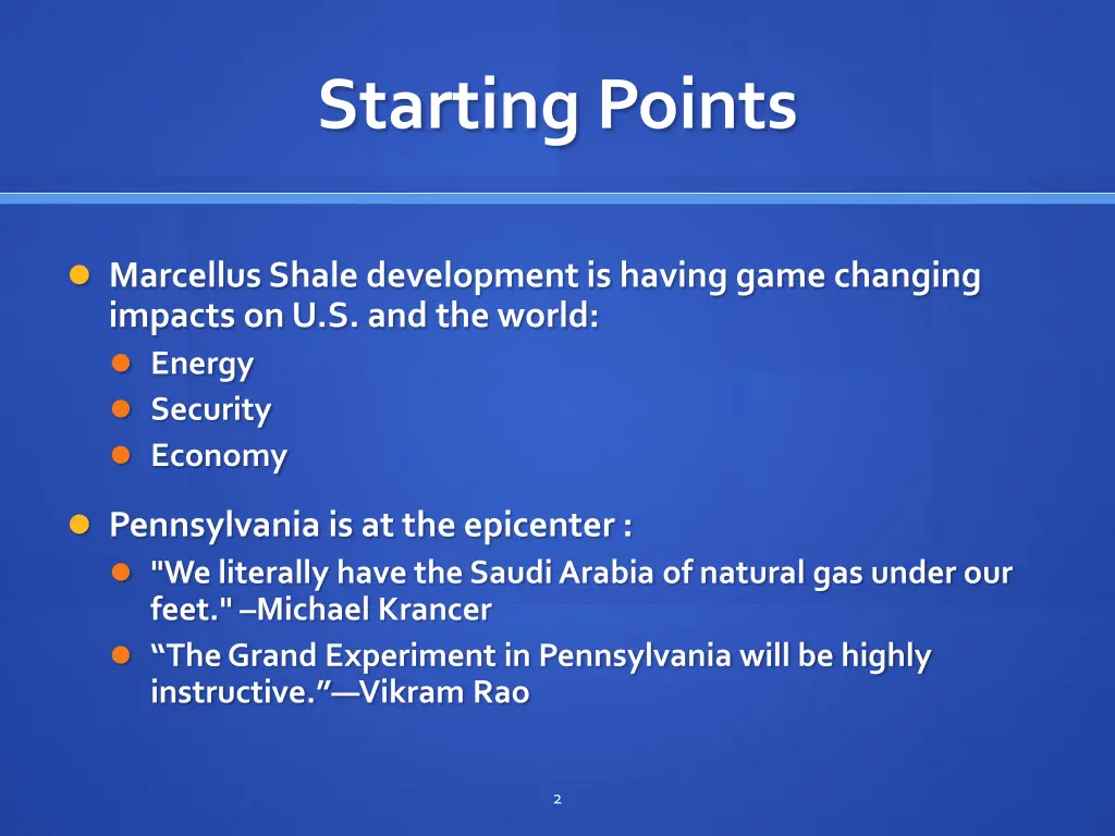 starting points