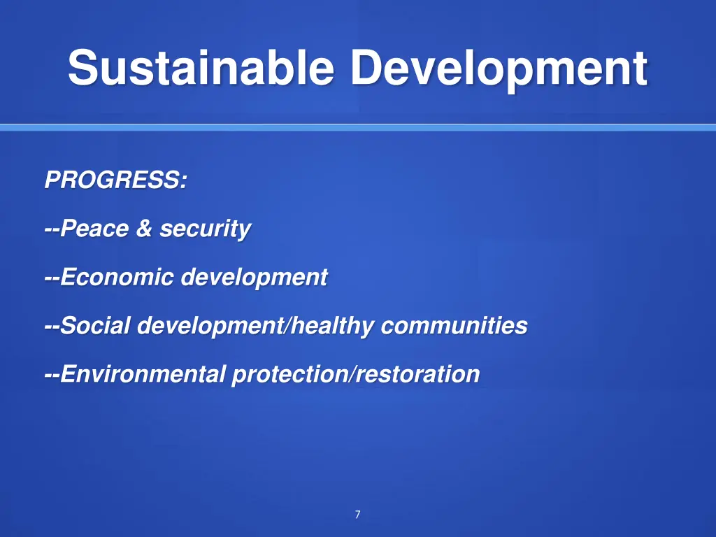sustainable development