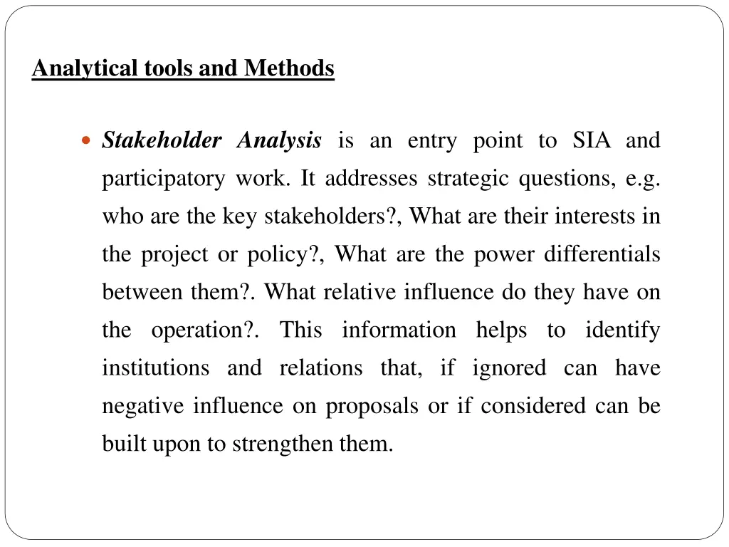 analytical tools and methods