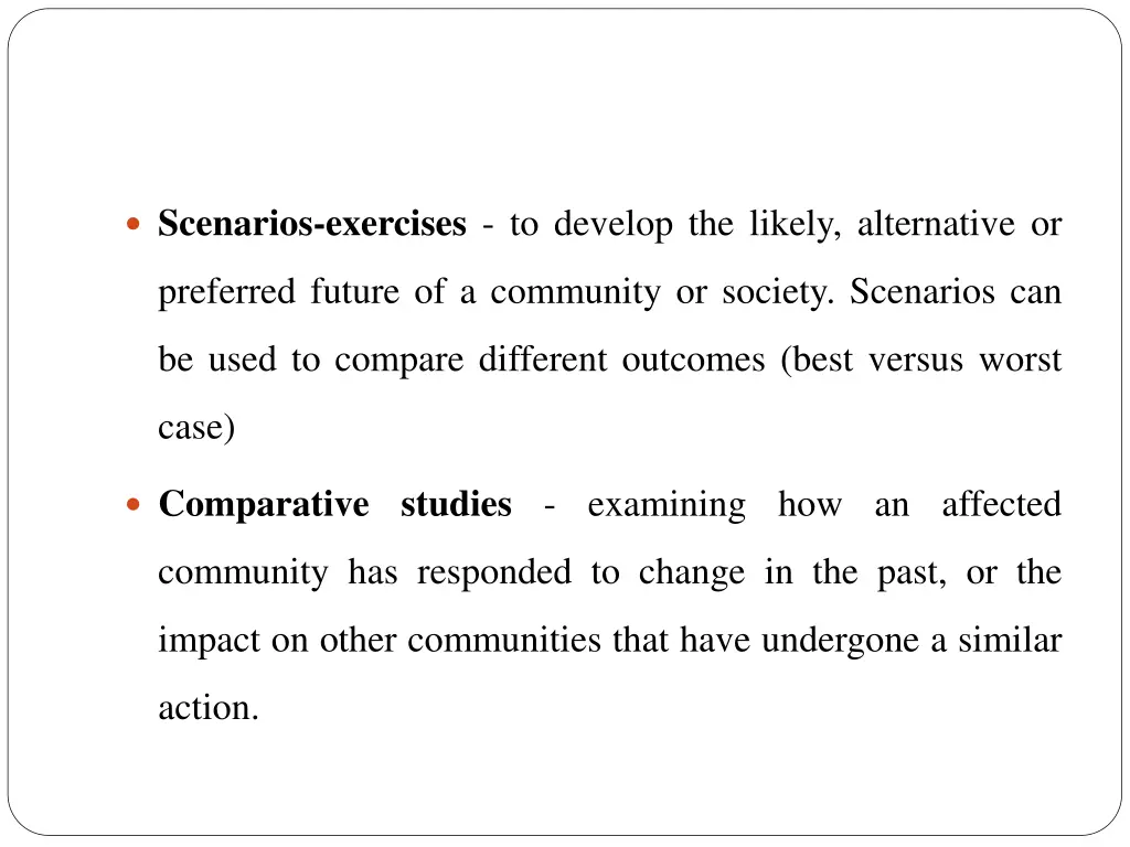 scenarios exercises to develop the likely